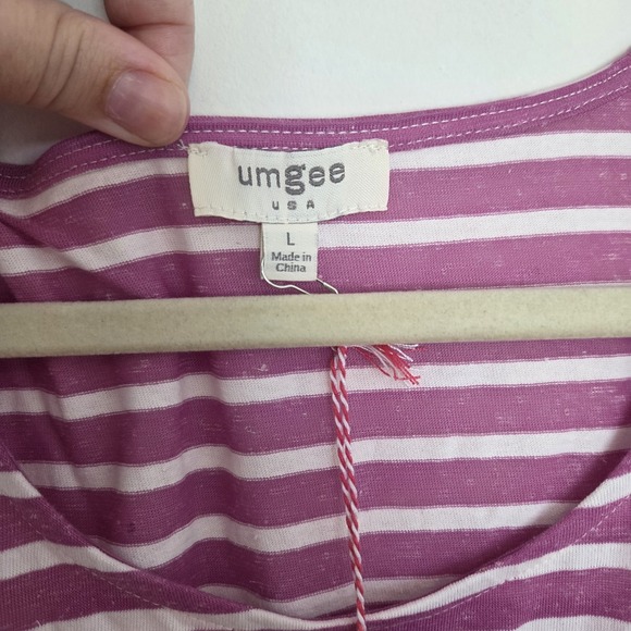 Umgee Nwt Tank On The Bias Pink Stripe Womens Size Large Sheer Sides - Picture 5 of 5